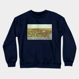 Antique Map with a Panoramic View of Washington DC Crewneck Sweatshirt